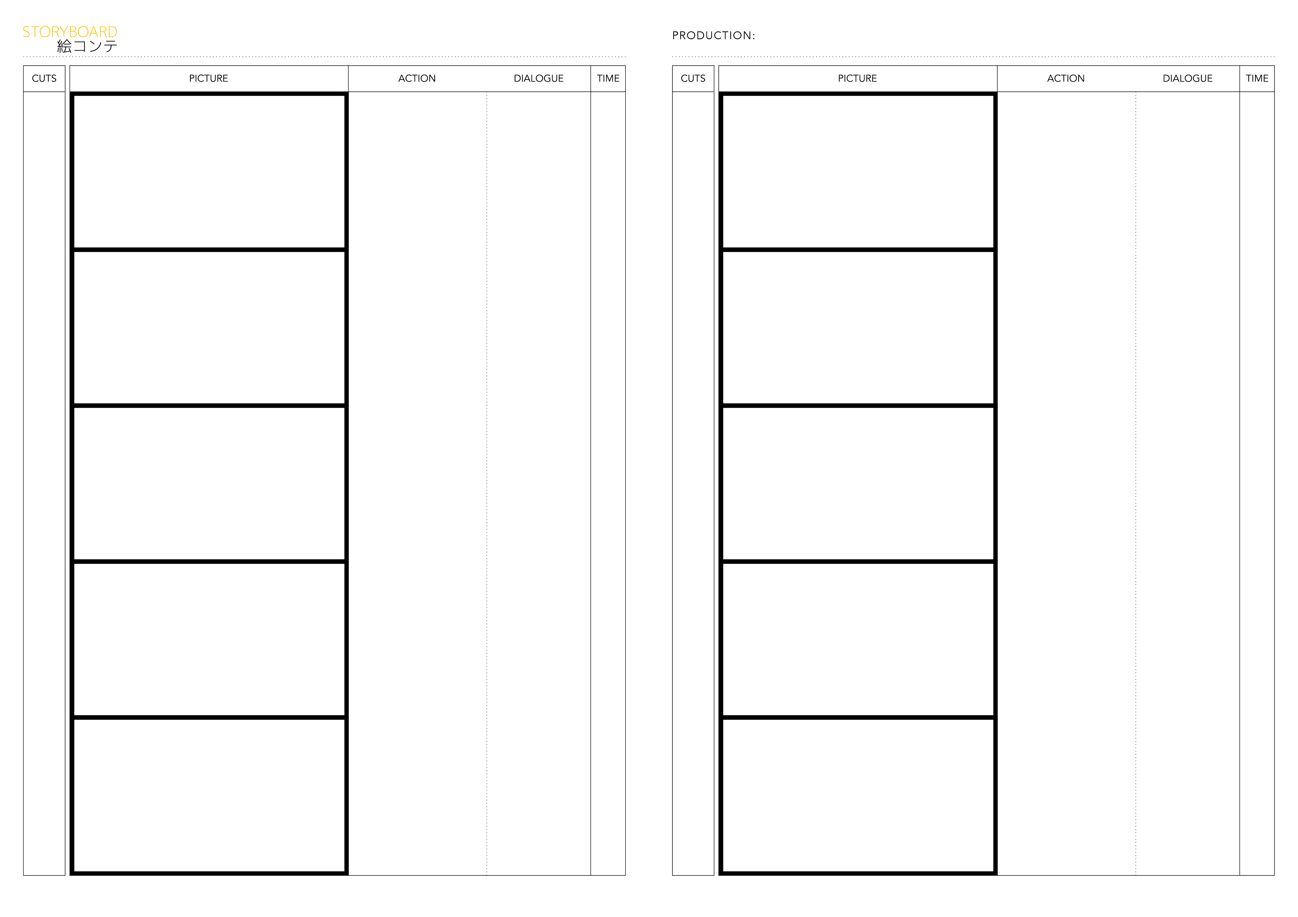 2 free anime storyboard templates for 16:9 films | Templates Supply